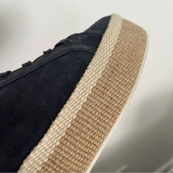 Vince Wolfe Suede Low Top Navy Platform Sneakers With Jute Sole, Size 7 NWOB