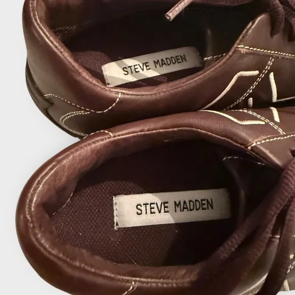 Vintage 1990s Steve Madden Unisex Brown Leather Sneakers Men’s 8/Womens 10