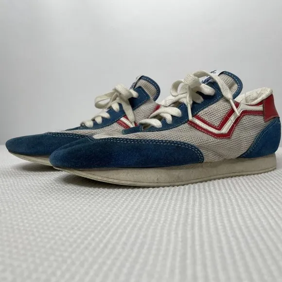 Vintage 80s Original Vans Serios Style #152 Sneakers Red White Blue Suede