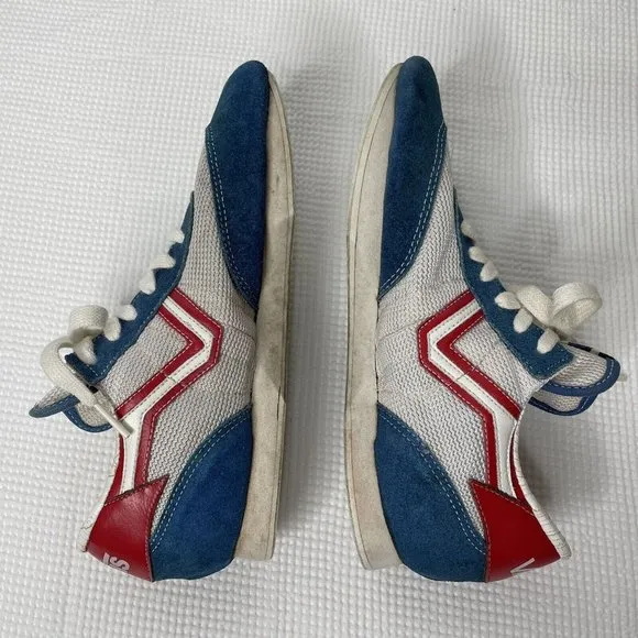 Vintage 80s Original Vans Serios Style #152 Sneakers Red White Blue Suede
