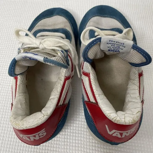 Vintage 80s Original Vans Serios Style #152 Sneakers Red White Blue Suede