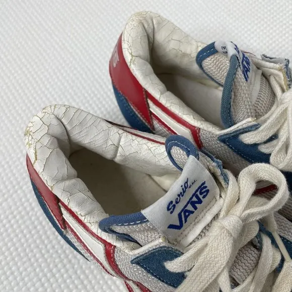 Vintage 80s Original Vans Serios Style #152 Sneakers Red White Blue Suede