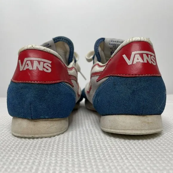 Vintage 80s Original Vans Serios Style #152 Sneakers Red White Blue Suede