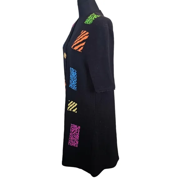 Vintage Antonella PreveSantana Knit Black Sweater Dress Sz Large 80s Artsy Chic