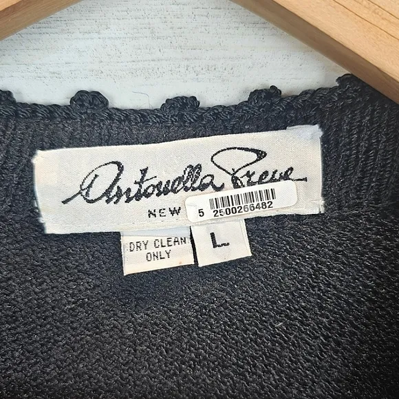 Vintage Antonella PreveSantana Knit Black Sweater Dress Sz Large 80s Artsy Chic