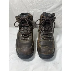 Vintage Bass Blaze Gator Groove Brown Leather Hiking Boots Mens Size 10.5 M