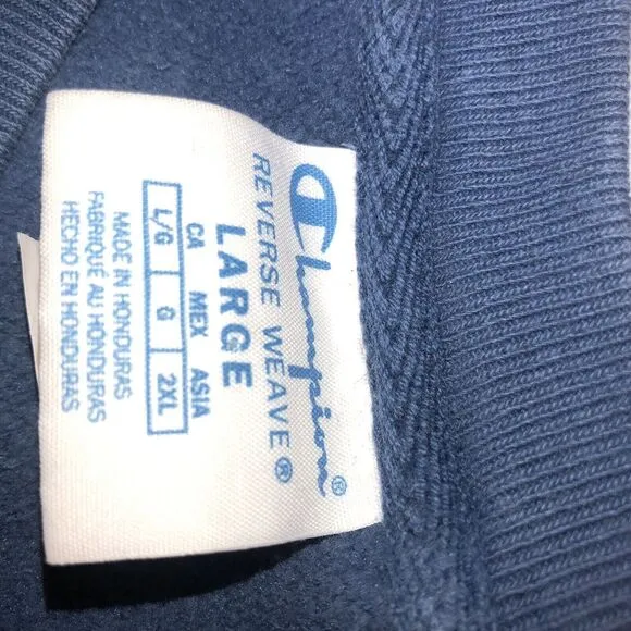 Vintage Blank Champion Reverse Weave Blue Crewneck Pullover L Blue/white Tag