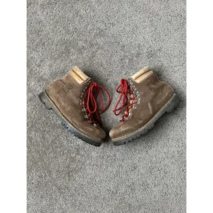 Vintage Mens Tecnica Brown Leather Hiking Work  Boots Made In Italy, Size US 6.5