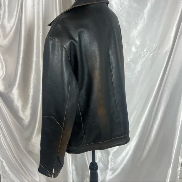 Vintage Oversized Faux Leather Jacket Black/Brown Women’s (XL/XXL)