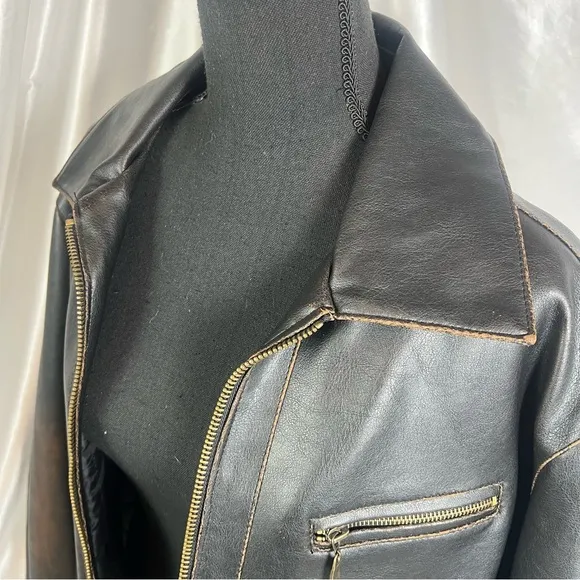Vintage Oversized Faux Leather Jacket Black/Brown Women’s (XL/XXL)