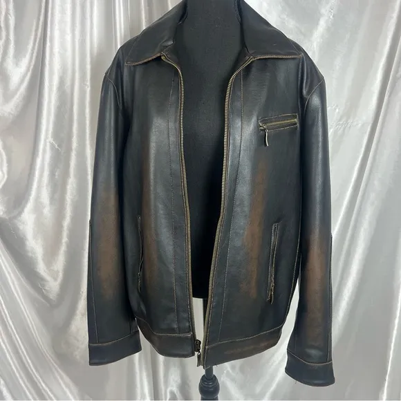 Vintage Oversized Faux Leather Jacket Black/Brown Women’s (XL/XXL)
