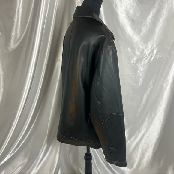 Vintage Oversized Faux Leather Jacket Black/Brown Women’s (XL/XXL)