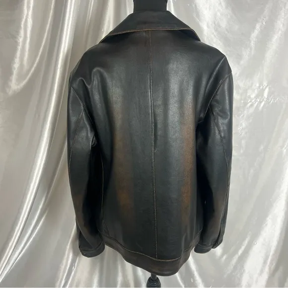 Vintage Oversized Faux Leather Jacket Black/Brown Women’s (XL/XXL)