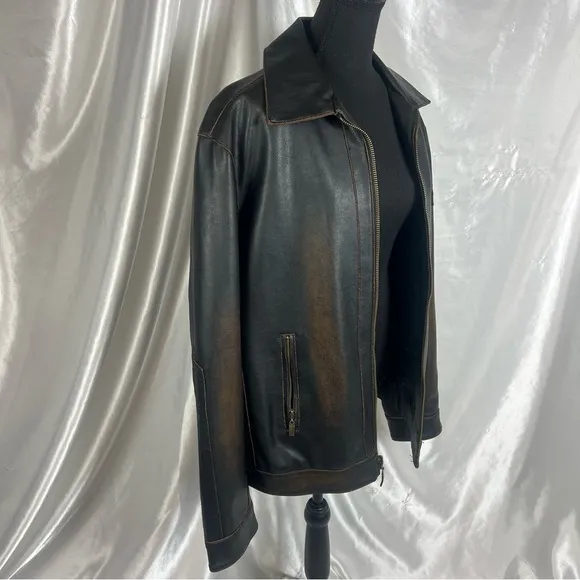 Vintage Oversized Faux Leather Jacket Black/Brown Women’s (XL/XXL)