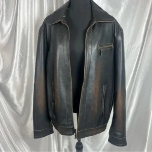 Vintage Oversized Faux Leather Jacket Black/Brown Women’s (XL/XXL)