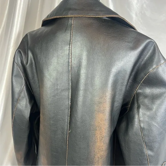Vintage Oversized Faux Leather Jacket Black/Brown Women’s (XL/XXL)