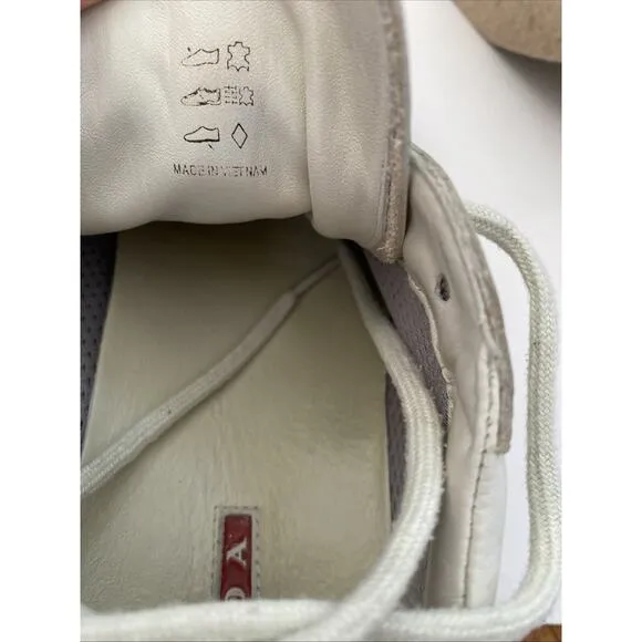 Vintage Prada Men’s Leather Shoes White With Black Stripe Size 9