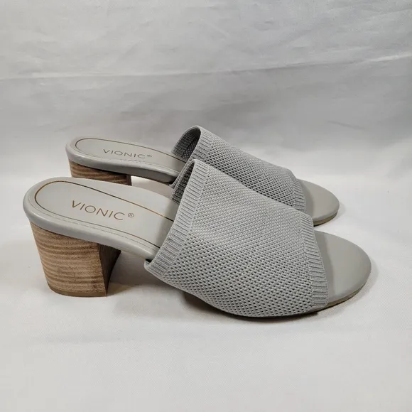Vionic Fleur Block Mule Womens 7.5 Medium Light Gray *Read*