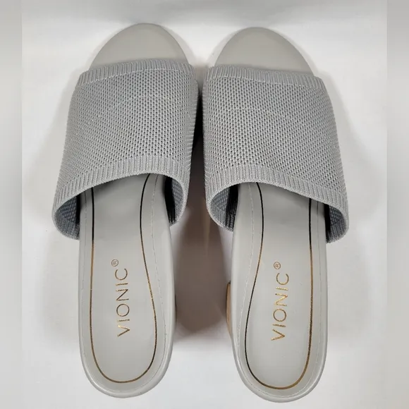 Vionic Fleur Block Mule Womens 7.5 Medium Light Gray *Read*
