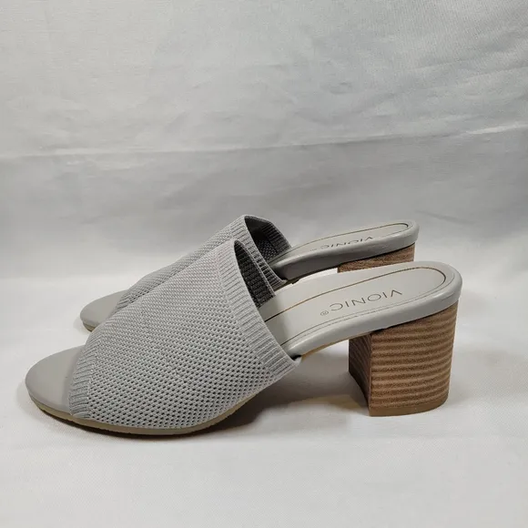 Vionic Fleur Block Mule Womens 7.5 Medium Light Gray *Read*