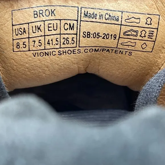 Vionic Mott Brok Mens 8.5 Leather Shoes Sneaker Concealed Orthotic Arch Support