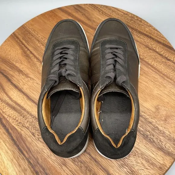 Vionic Mott Brok Mens 8.5 Leather Shoes Sneaker Concealed Orthotic Arch Support