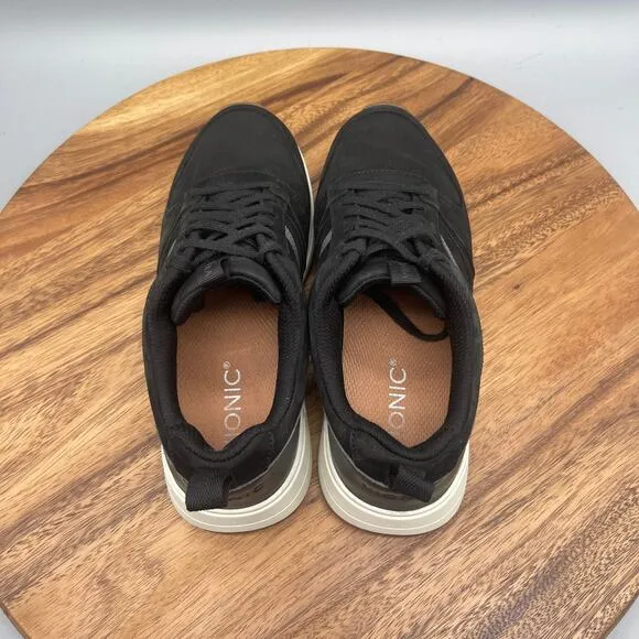Vionic Rechelle Shoes Womens 6.5 Black Nubuck Comfort Walking Casual Sneakers