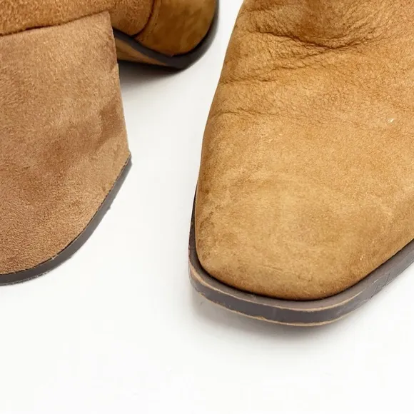 VIONIC Tenley Tan Suede Side Zipper Block Heel Arch Support Ankle Booties