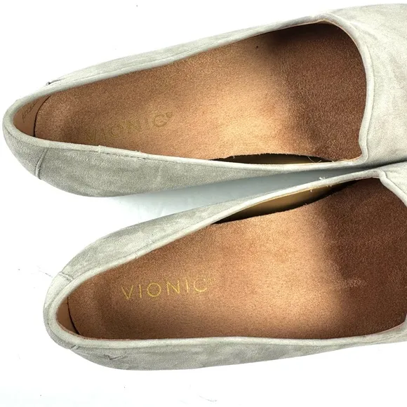 Vionic Willa 10 Shoes Gray Suede Slip On Arch Support Womens Brand New