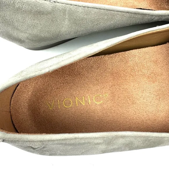 Vionic Willa 10 Shoes Gray Suede Slip On Arch Support Womens Brand New