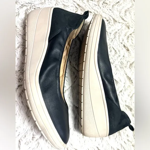VIONIC Women's Ellery Jacey Black Leather Wedge Slip On Comfort Shoes Size 9