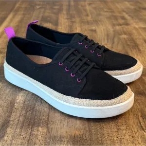 Vionic Women’s Essence Jovie Women's Canvas Casual Elastic Lace Sneaker BLK Sz 7
