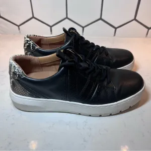 Vionic Womens Simasa Ray Black Leather Snakeskin Casual Shoes Sneakers Size 8