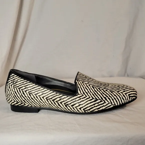 Vionic Women's Willa Loafers Sz 7.5 Black White Zebra Print Calf Hair NWOT