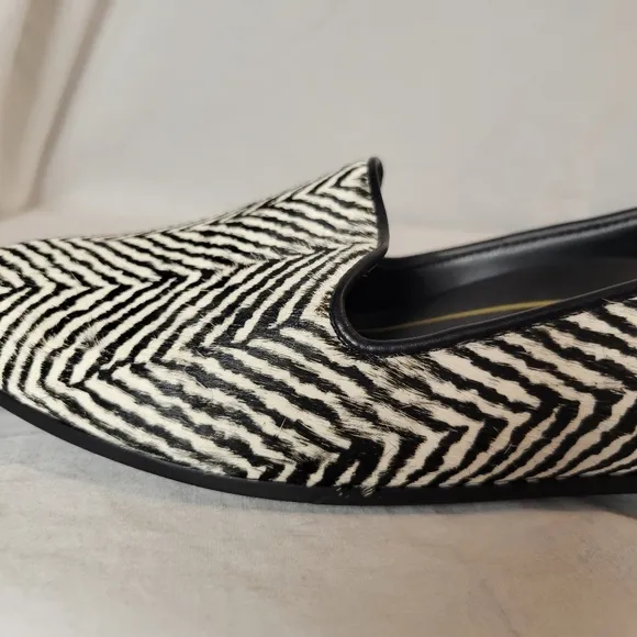 Vionic Women's Willa Loafers Sz 7.5 Black White Zebra Print Calf Hair NWOT
