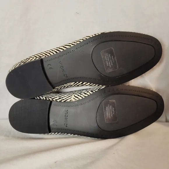 Vionic Women's Willa Loafers Sz 7.5 Black White Zebra Print Calf Hair NWOT