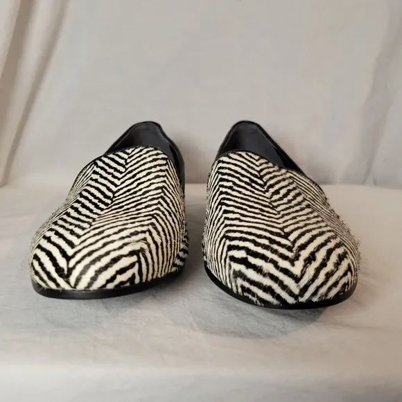 Vionic Women's Willa Loafers Sz 7.5 Black White Zebra Print Calf Hair NWOT