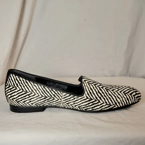 Vionic Women's Willa Loafers Sz 7.5 Black White Zebra Print Calf Hair NWOT
