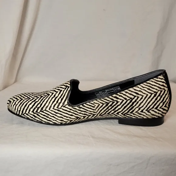 Vionic Women's Willa Loafers Sz 7.5 Black White Zebra Print Calf Hair NWOT