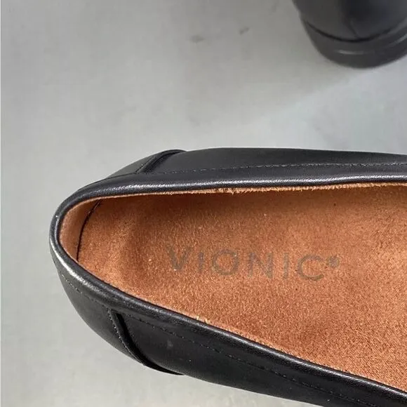 Vionic Mizelle Black Leather Loafers Shoes Women's Size 9.5