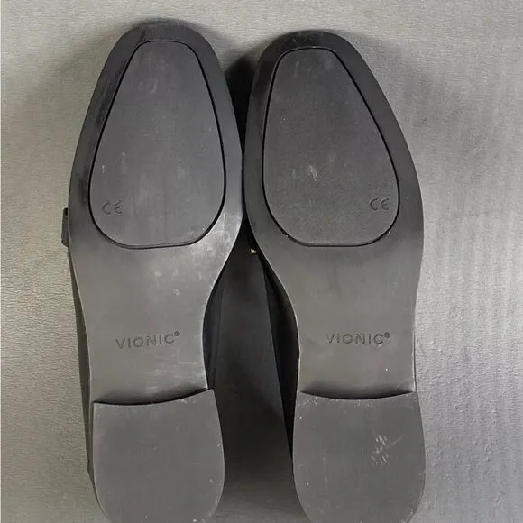 Vionic Mizelle Black Leather Loafers Shoes Women's Size 9.5