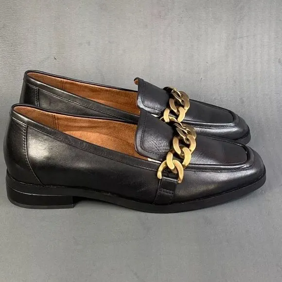Vionic Mizelle Black Leather Loafers Shoes Women's Size 9.5