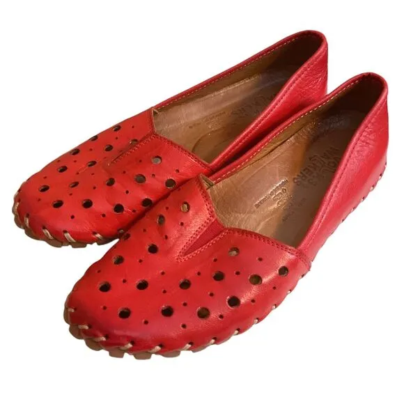 Volks Walkers Shoes Women's EUR 38/US 8 Red Leather Perforated Comfort European