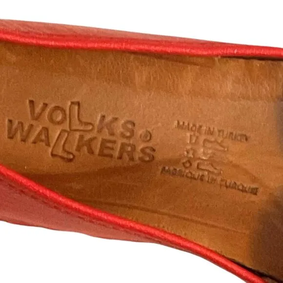 Volks Walkers Shoes Women's EUR 38/US 8 Red Leather Perforated Comfort European
