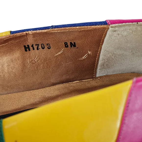 VTG  1990s Ros Hammerson bright color block ballet flats shoes 8 N