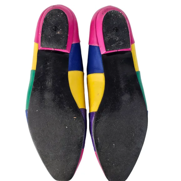 VTG  1990s Ros Hammerson bright color block ballet flats shoes 8 N