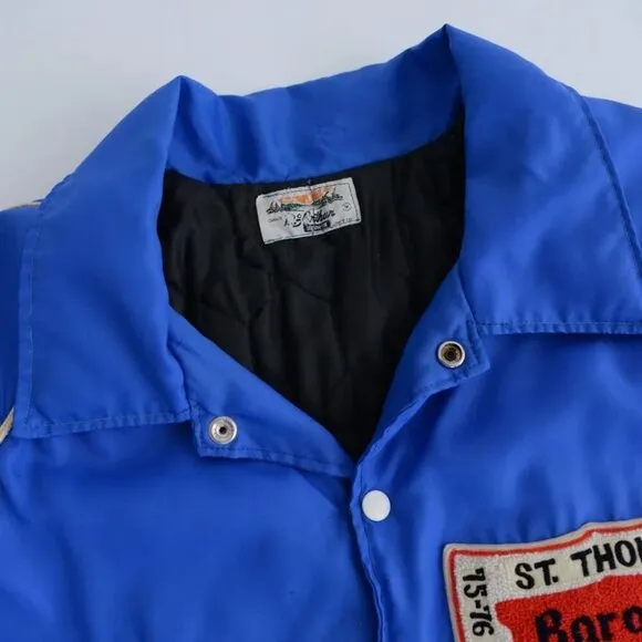 VTG 70s Macarthur Sports Blue St.Thomas Baronet Shoes Playoff Champs Jacket M