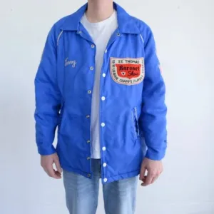 VTG 70s Macarthur Sports Blue St.Thomas Baronet Shoes Playoff Champs Jacket M