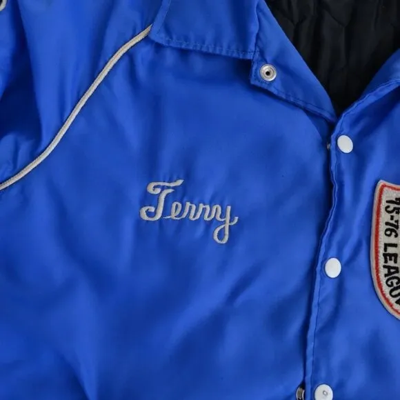 VTG 70s Macarthur Sports Blue St.Thomas Baronet Shoes Playoff Champs Jacket M