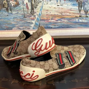VTG Gucci Icon GG Monogram Canvas Velcro Sneakers size 46